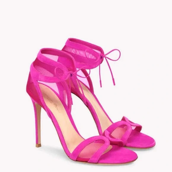 Gianvito Rossi Pink Stiletto Heels with Ankle Tie - Picture 1 of 4